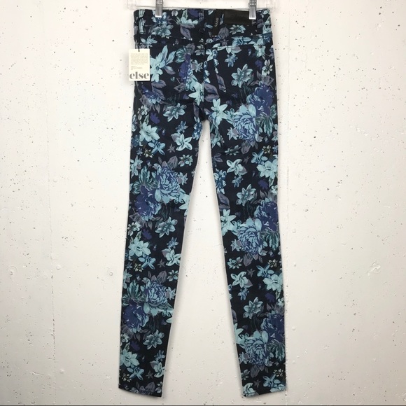 else Denim - Else Skinny Fit Floral Jeans Deep Blue Size 24